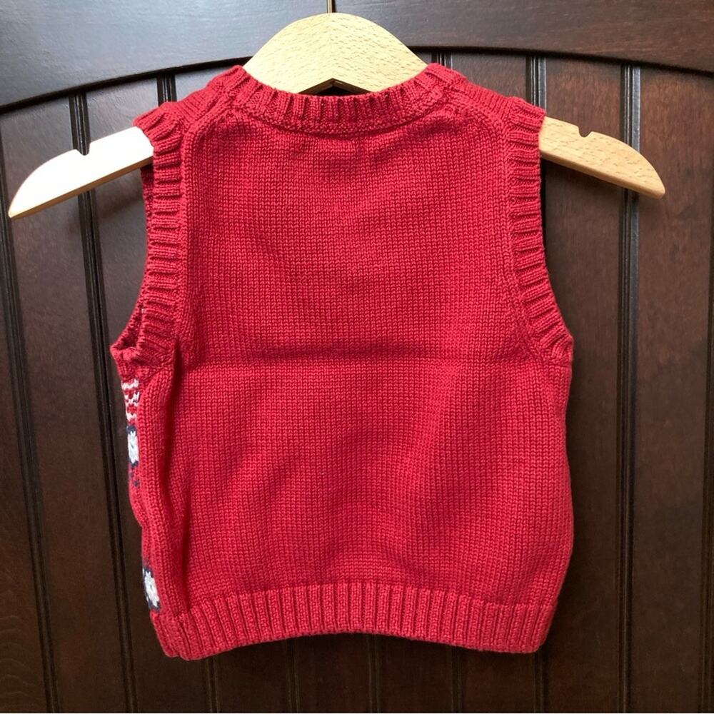 Janie and Jack Fair Isle Sweater Vest Maroon Blue White 6-12 Months - Picture 2 of 6